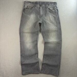 Guess Cliff Bootcut Jeans Men 38x32 Gray Faded Distressed Denim Stretch Y2K